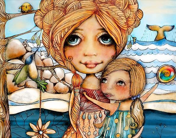 Moeder en Dochter op Strand