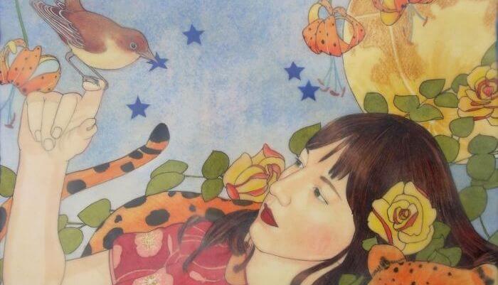 Vrouw met Bloemen en Dieren