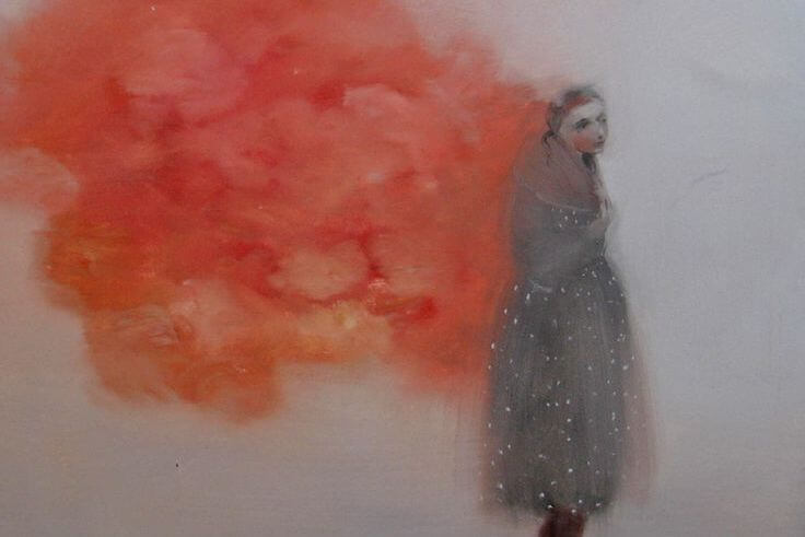 Vrouw in Roze Wolk