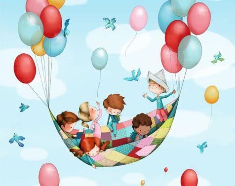 Kinderen met Ballonnen genieten van hun jeugd