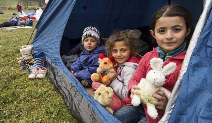 Vluchtelingenkinderen in Tent