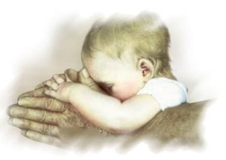 Tekening Van Een Baby In De Handen Van Een Volwassene