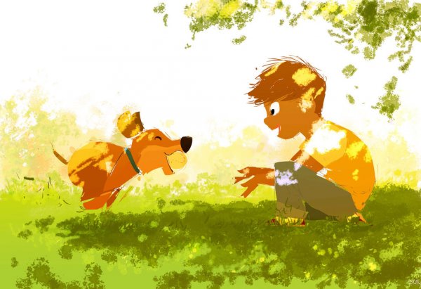 Jongen Die Met Zijn Hond Speelt