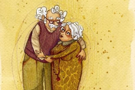 Tekening Van Een Oud Stel