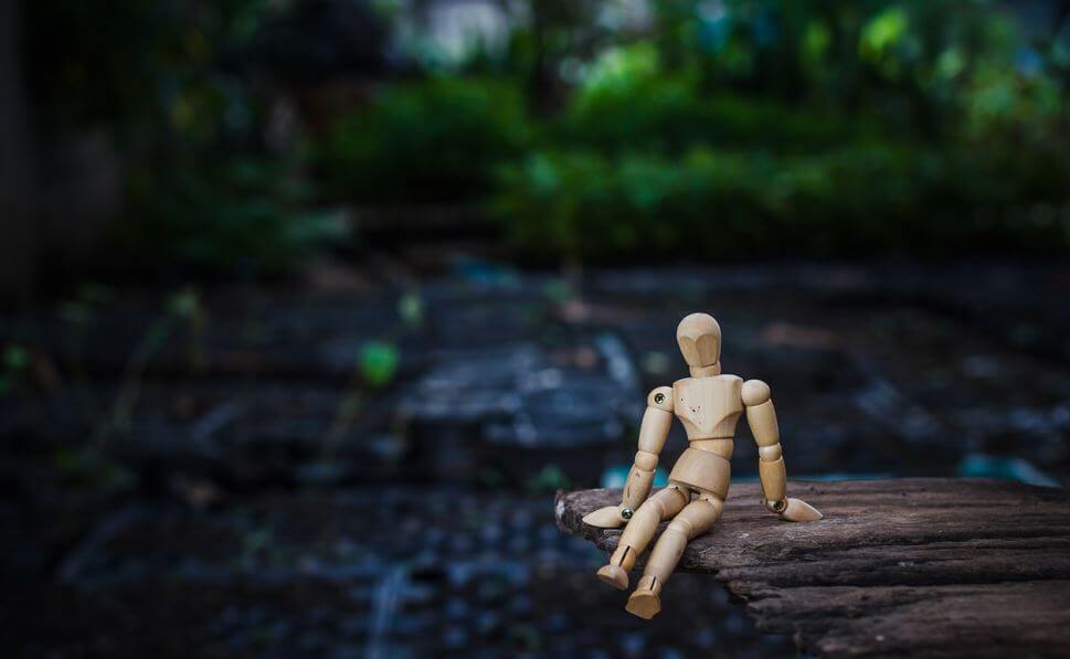 Poppetje Op Een Boomschors