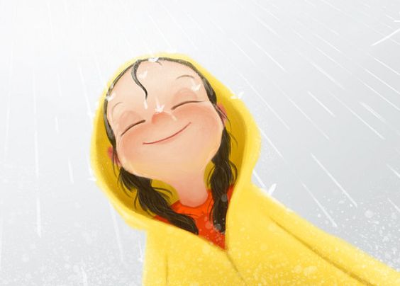 Meisje Dat Vrolijk Door De Regen Loopt En De Regen Nergens De Schuld Van Geeft