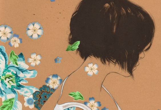 Achterhoofd Van Een Meisje Met Bloemen