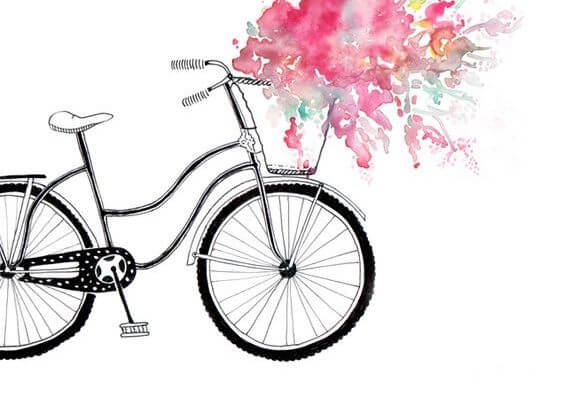 Zwart Met Witte Fiets Naast Een Roze Vlek Als Voorbeeld Van Kalm Blijven