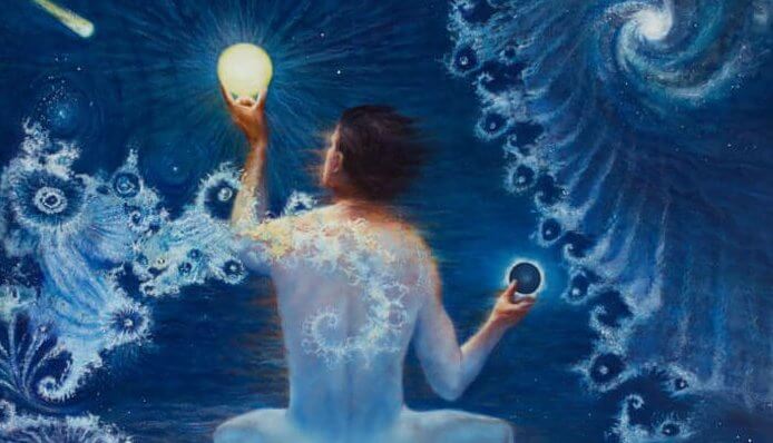 Man Die De Zon En De Maan Vasthoudt En De Weg Naar Emotionele Onafhankelijkheid Gevonden Heeft