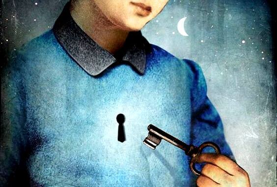 Jongetje Dat De Sleutel Tot Zijn Hart Vasthoudt En Denkt Ik Wil Mijn Leven Veranderen