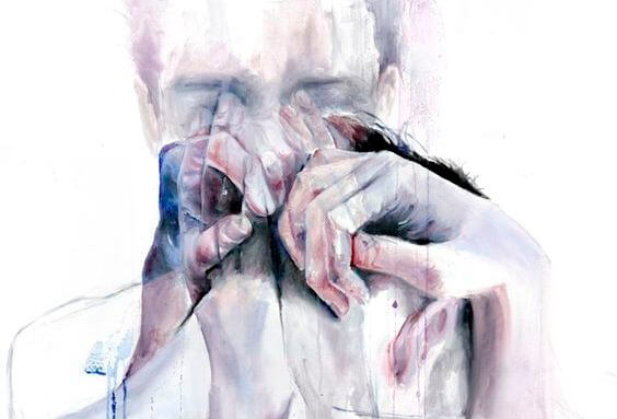 Man Die Met Zijn Handen Zijn Tranen Wegveegt Omdat Hartverscheurend Huilen Soms Opluchting Biedt