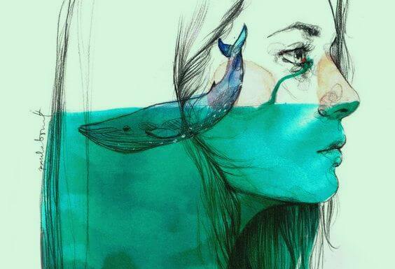 Vrouw Huilt Zee Aan Tranen