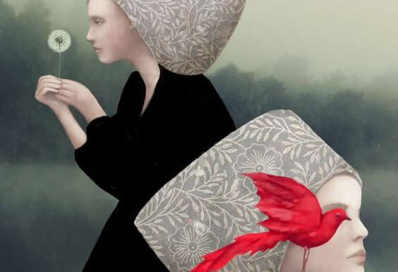 Een Meisje Met Een Paardenbloem En Een Meisje Met Een Rode Voeg Die Meer Doen Voor Anderen Dan Voor Zichzelf