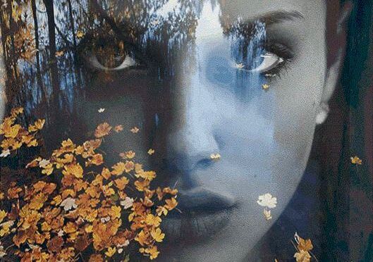 Gezicht Van Een Vrouw Getoond Bovenop Een Vijver