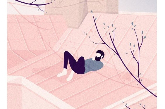 Man die op het dak van zijn huis nadenkt of hij meer zelfkennis nodig heeft