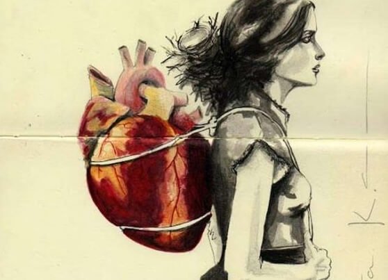 Een meisje dat haar hart op haar rug draagt want ze weet niet wat de kunst van het loslaten inhoudt