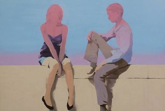Wazig beeld van een jongen en een meisje die met elkaar praten vanwege de halsstarrigheid van liefde