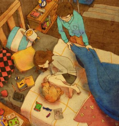 Man legt een deken over zijn vrouw heen