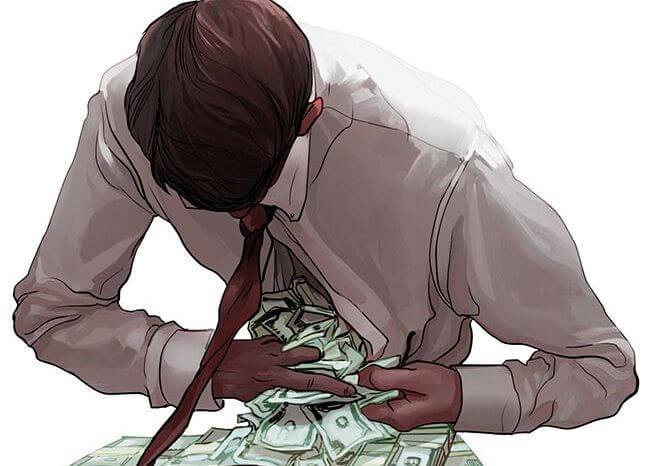Man die allemaal geld uit zijn blouse haalt om hij een voorbeeld is van emotioneel onvolwassen mensen
