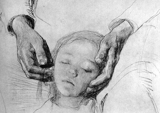 Tekening van een slapend kind