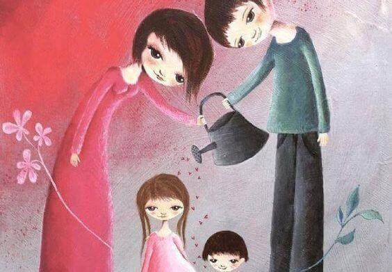 Ouders die hun kinderen goed verzorgen om geen slecht opgevoede kinderen te krijgen