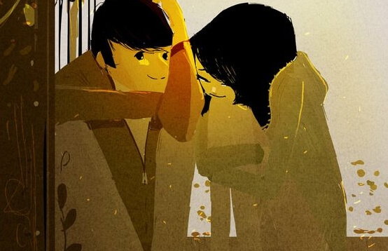 Twee mensen die samen tegen elkaar aanzitten