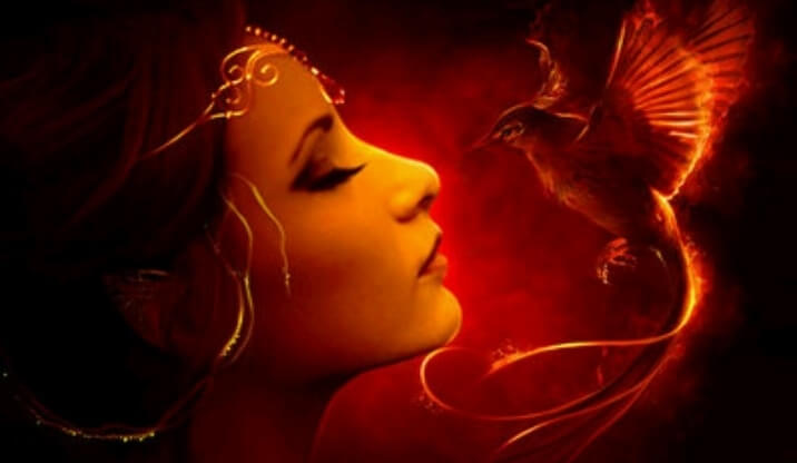 Vrouw en een feniks die het verhalen vertellen over onze fantastische veerkracht