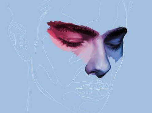 Man met een rood oog en een blauw oog