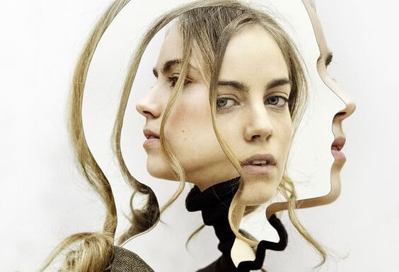 Het gezicht van een meisje vanuit meerdere hoeken waardoor ze berekende stilte uitstraalt