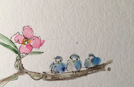 Drie vogeltjes op een takje die alle drie verschillende soorten geesten hebben