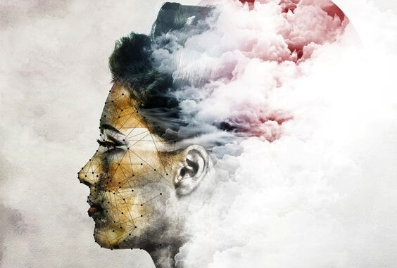 Kleurrijk zijprofiel van een vrouw