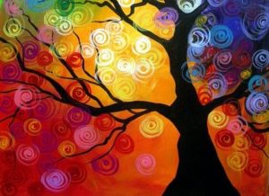 Boom met kleuren