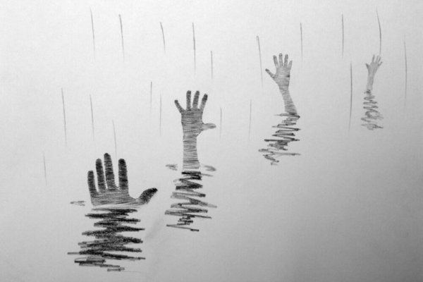 Handen steken uit het water, ze wachten op hulp die ze niet krijgen als gevolg van de misvattingen over de behandeling van depressie