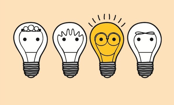 Gloeilampjes met een gezicht