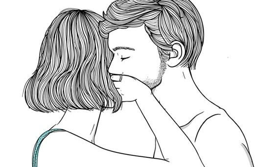 Vrouw bedekt mond van man en zegt: schreeuw niet tegen me