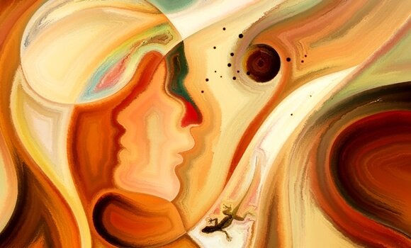 Gezicht en een hagedis