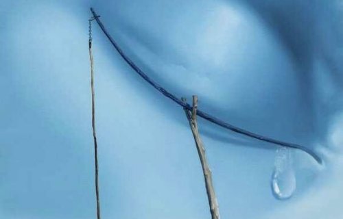 Gesloten oog waar een traan uit loopt waardoor het kwaad overwint