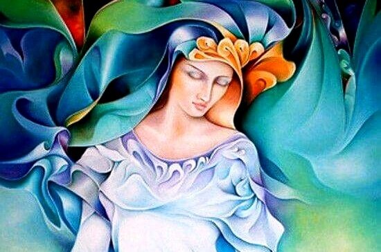 Kleurrijke afbeelding van een mooie vrouw