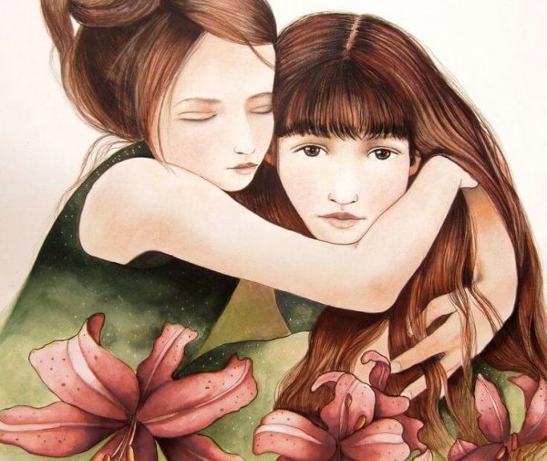 Twee meisjes die elkaar knuffelen en zp hun emoties accepteren