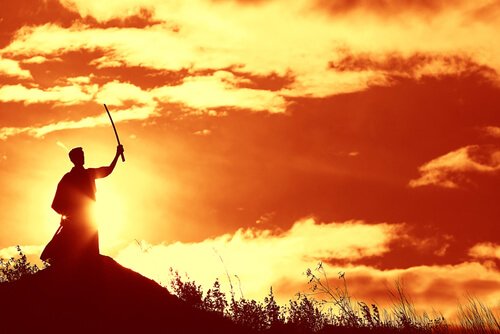 Samoerai bij zonsondergang