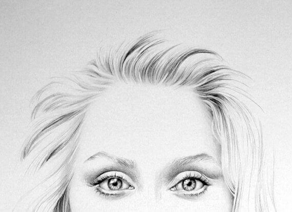 Tekening van de ogen van Meryl Streep