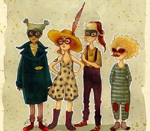 Gekke vrienden in kostuum