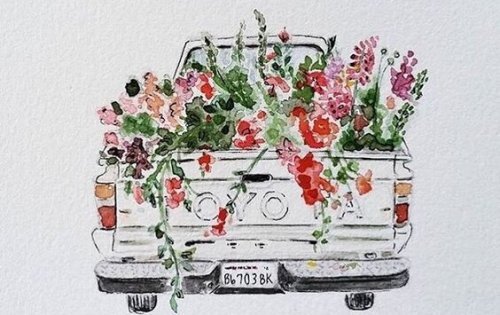 Wagen vol bloemen