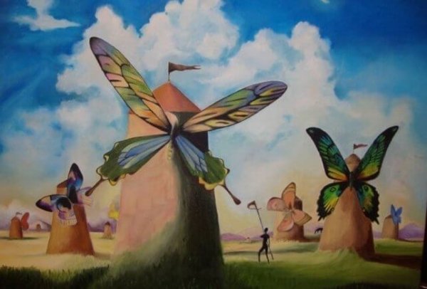 Windmolens met vlindervleugels