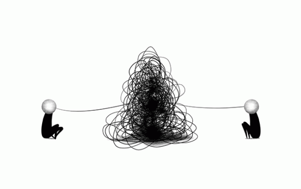 Een relatiecrisis voelt als een grote knoop