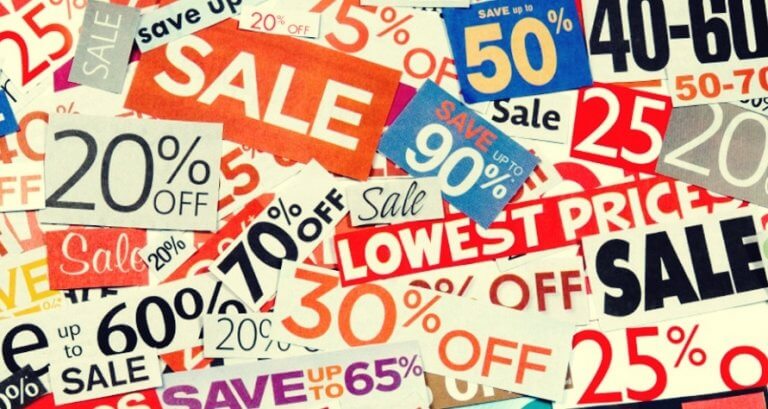 Uitverkoop stickers en bordjes