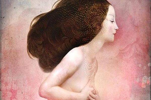 Naakt meisje met erotomanie