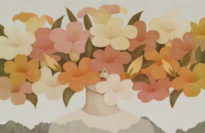 Gezicht bedekt met bloemen