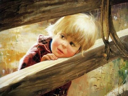 Kind bij een hek