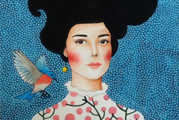 Meisje met donker haar zegt met haar ogen: herwin je kracht